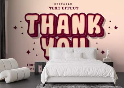 Minimal 3d Word Thank You Editable Text Effect Design, Effect Saved In Graphic Style Wall mural