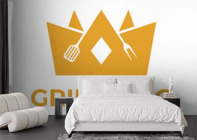 grill king flat minimalist logo design Wall mural