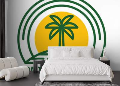 paradise island flat minimalist logo design Wall mural