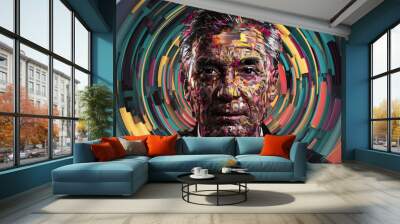  abstract portrait of a man's face Wall mural