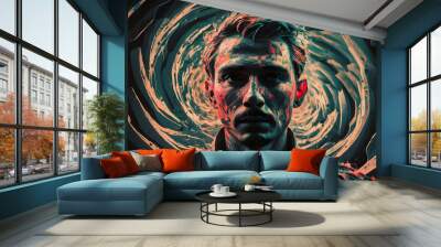  abstract portrait of a man's face Wall mural