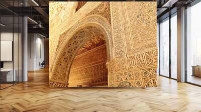 moorish art and architecture inside the alhambra, granada (spain Wall mural