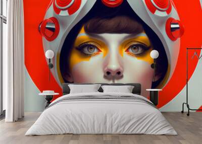 generative ai illustration portrait of young woman posing, surrealism style , dreamy concept Wall mural