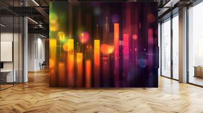 abstract colorful background with bokeh defocused lights and shadow of business graph  Wall mural