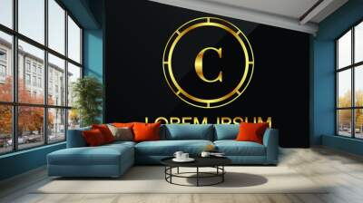 Letter C logo Alphabet logotype gold vector design Wall mural