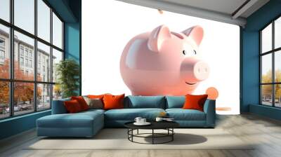 piggy bank with coins. Pastel background. 3D rendering. Financial and investment business concepts
 Wall mural