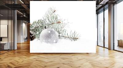 Christmas decoration on abstract white background Wall mural