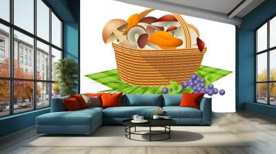 Basket with mushrooms Wall mural