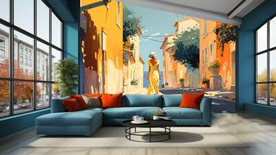 Beautiful view of the small town of Saint-Tropez, France Wall mural