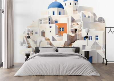 Illustration of a beautiful view of a greek village, Greece Wall mural