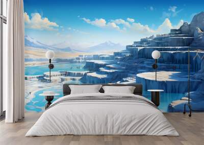 Illustration of a beautiful view of the travertines Wall mural