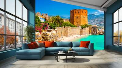 Panoramic view of the harbor of Alanya on a beautiful summer day. Alanya, Turkey  Wall mural