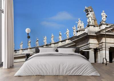 St.Peters cathedral colonnade,located in Vatican,Rome,Italy Wall mural