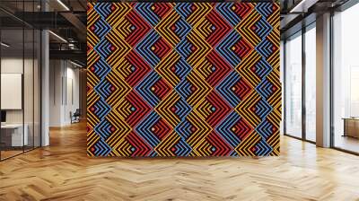 Beautiful diagonal seamless pattern based on native colombian   art with colombian flag colors.  Wall mural