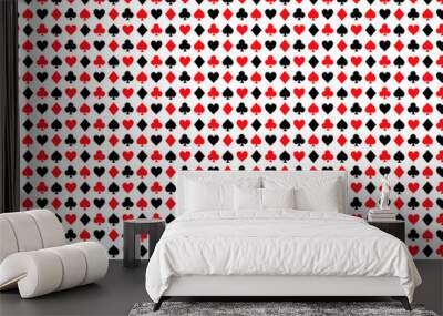 Poker and black jack black and red symbols pattern over a white background. gamble concept Wall mural