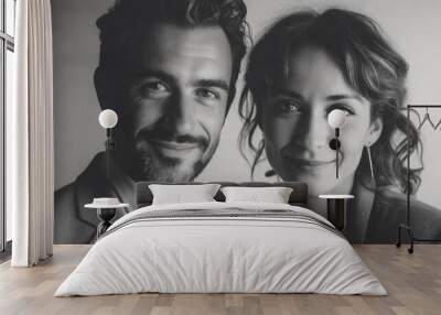 black and white photography portrait of couple  Wall mural