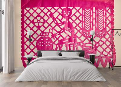 Day of the dead, Dia de los Muertos, paper cut flags, Papel Picado. Wall mural