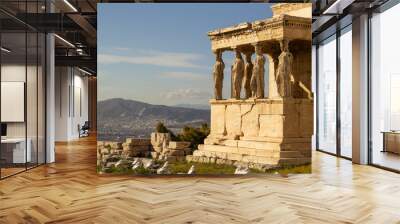 Greek ruins in the Acropolis of Athens, parthenon and caryatids Wall mural