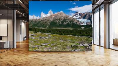 vistas del Monte Fitz Roy y un glaciar de montaña Wall mural