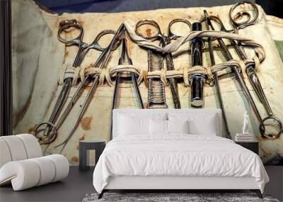 Set of old, vintage surgical instruments Wall mural