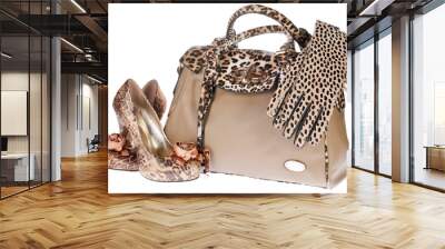 Leopard bag, shoes and gloves Wall mural