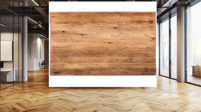 Rectangular piece of wood with a natural texture, pattern. Isolated Wall mural