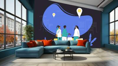 Imigration. Group of different woman Wall mural