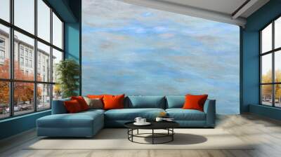 Abstract cloud sky light blue oil paint background with brush stokes on canvas.  Wall mural