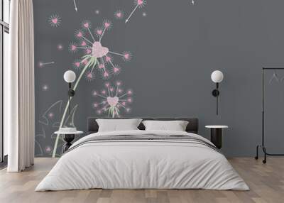 dandelion with hearts Wall mural