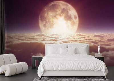 above clouds full moon illustration Wall mural