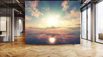 sunset calmly sea sun ray 3d render Wall mural