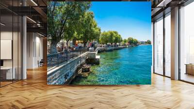 Beautiful panoramic view on Amarynthos beach,  Evia island.  Greece. Wall mural