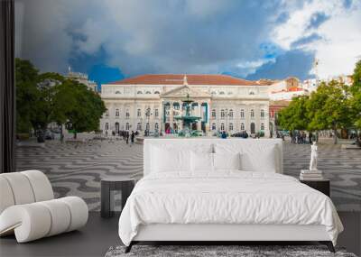 Rossio Square (also known as Pedro IV Square or Praça de D. Pedro IV), Lisboa,  Portugal. Wall mural