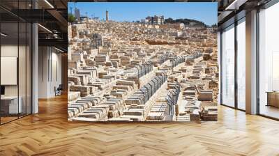 the jewish cemetery on the mount of olives in jerusalem Wall mural