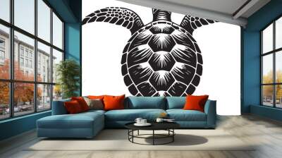 Turtle Marine Animal Vector, Sea Turtle Silhouette Clipart Wall mural