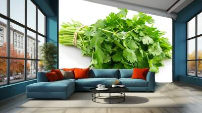 Whole Cilantro vegetable on a white background Wall mural