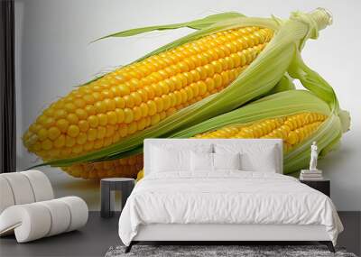 Whole Corn vegetable on a white background Wall mural