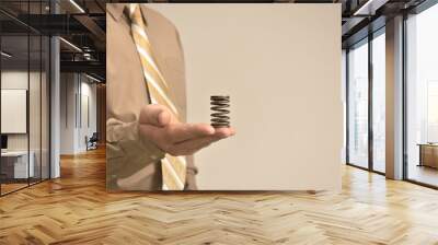 businessman holds 2 Wall mural