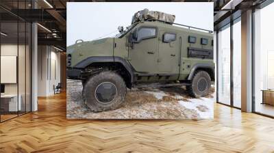 New armored personnel carrier armored car of the Ukrainian army. War in Ukraine. 2022 Wall mural