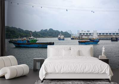  View of the Singapore Strait from Sentosa Gateway Wall mural