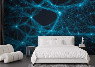 abstract blue web of light Wall mural