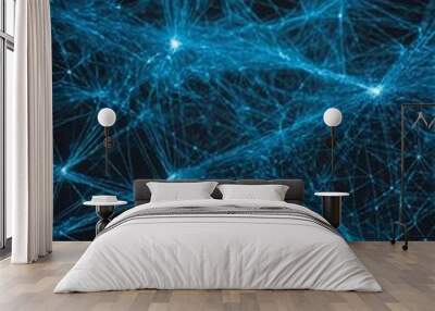 abstract blue web of light Wall mural