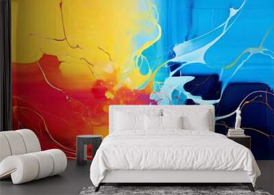 abstract color waves in the form of a storm Wall mural