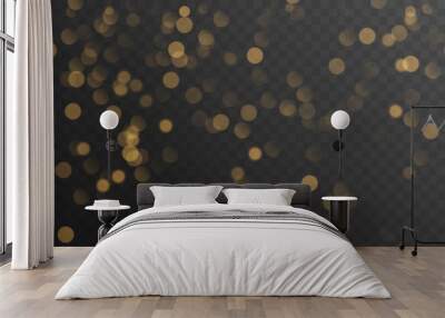 Abstract golden shining bokeh isolated on transparent background. Decoration or christmas background. Wall mural