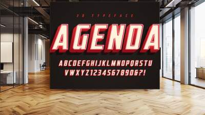 Agenda display font design, alphabet, typeface, letters and numb Wall mural