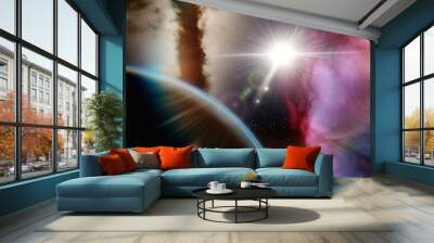 alien planet in space, space backround, exo planet Wall mural