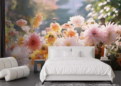 Autumn flowers background. Wall mural