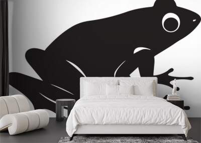 Black little frog on isolated white background. Vector illustration. Wall mural