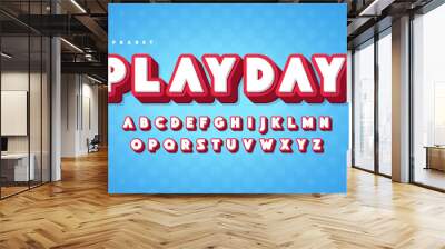 Cool and funny english alphabet cartoon 3d letters. Vector illustration Wall mural