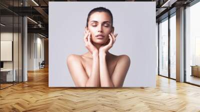 closeup portrait of beautyful woman with clean fresh skin Wall mural